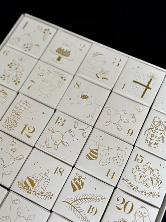 Little Advent Boxes (Gold on White)