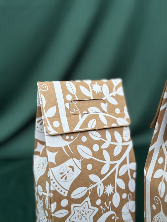 Kraft Coffee Box with Window (White Festive Forest) (Pack of 10)