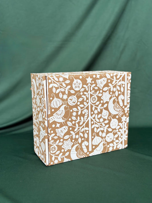 Large Rectangle Shipper Box (252x232x112mm) White Festive Forest (Pack of 10)