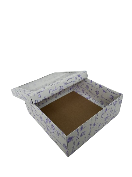 Bento Cake Box (White) 250x250x90mm (Lilac Mother's Day)