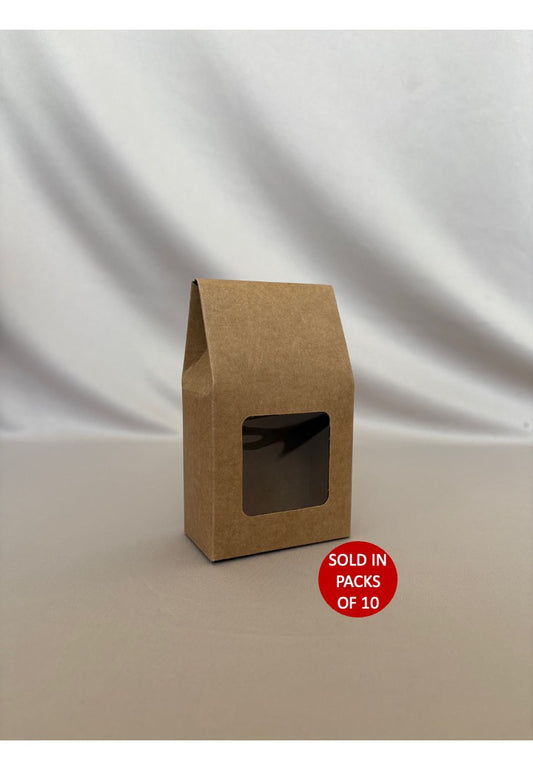 Small Kraft Coffee Box with Window 145x80x45mm (Pack of 10)