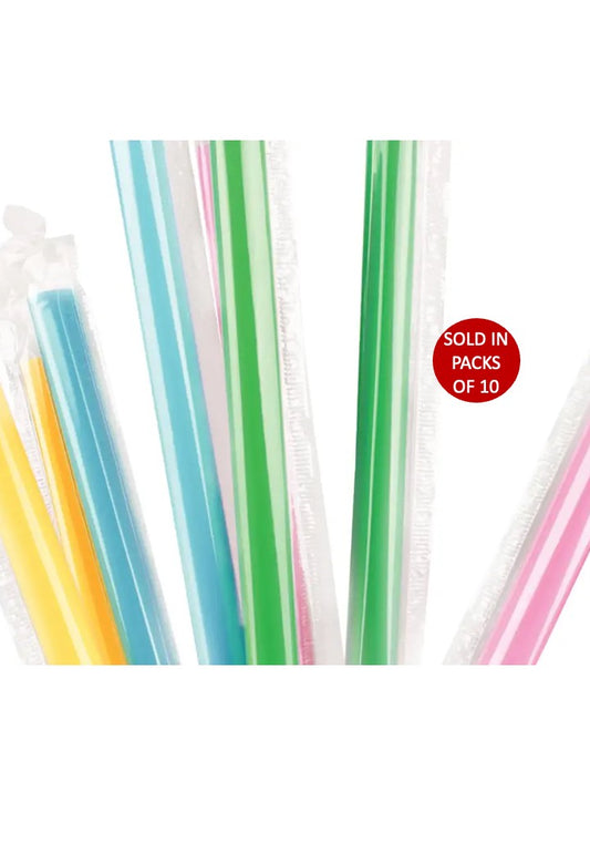 12mm Smoothie Straws (Assorted) (Pack of 10)