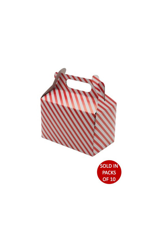 Party Box (Red & White Stripes) (Pack of 10)