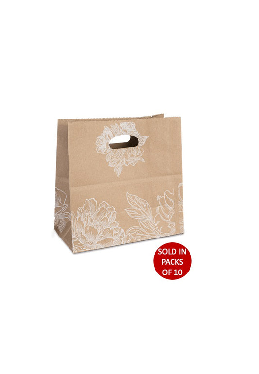 Floral Print Gift Bag 280x280x150mm (Pack of 10)