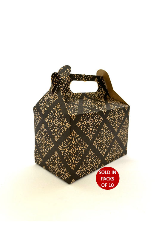 Party box black damask kraft