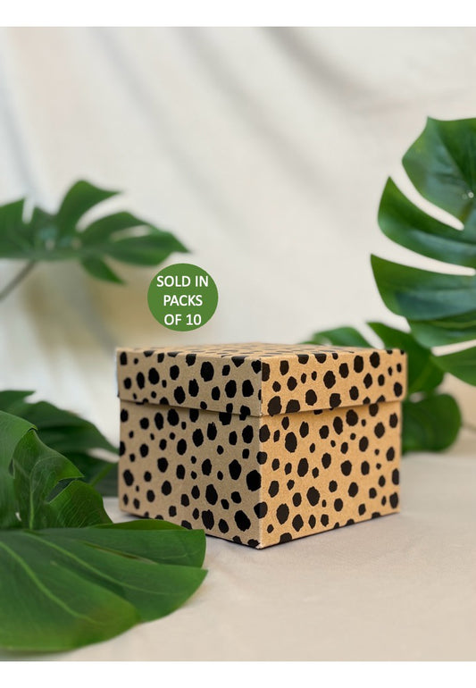 Cheetah print box with green leafy background