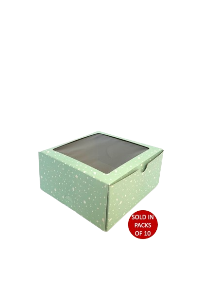 6x6x3" Cake Box (150x150x75mm) (Green Splash)