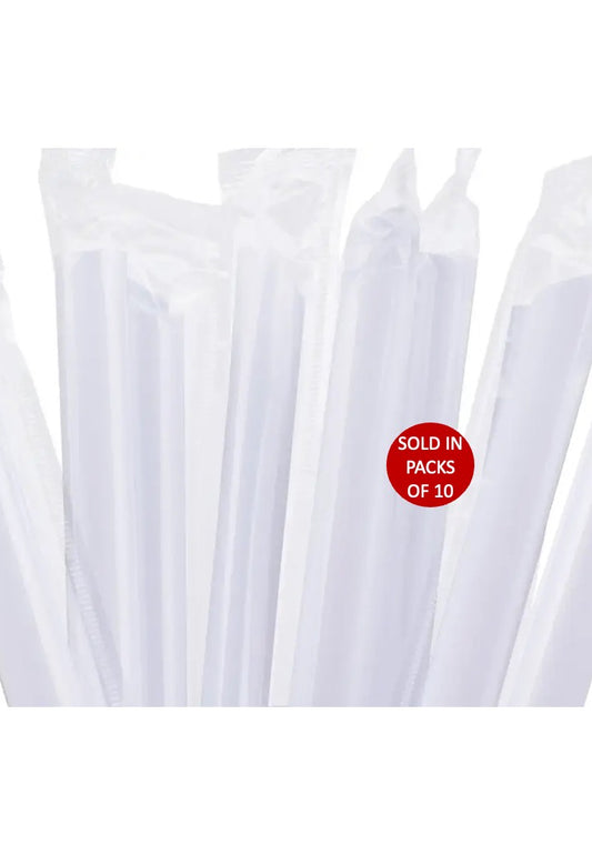 12mm Smoothie Straws (White) (Pack of 10)