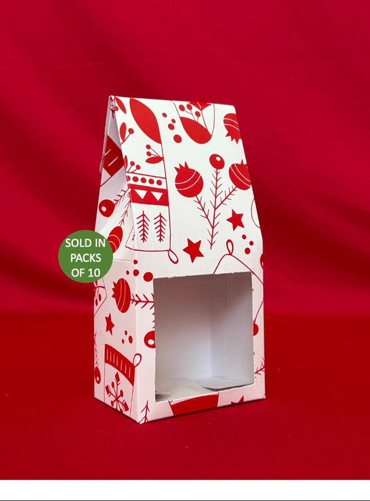 White Coffee Box with Window (Red Tinsel Toes) (Pack of 10)