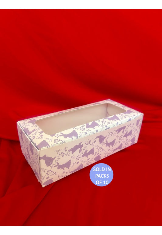 Donut Window Box (White) 220x96x70mm (Lilac Bunny Blooms) (Pack of 10)