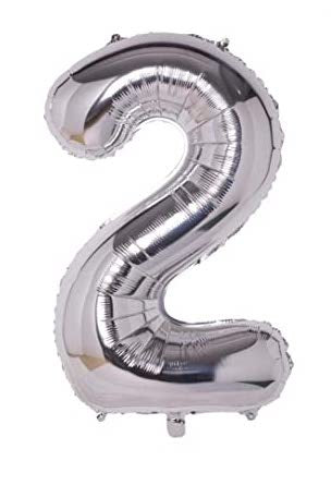 2 Number Balloon (Silver) (86cm)