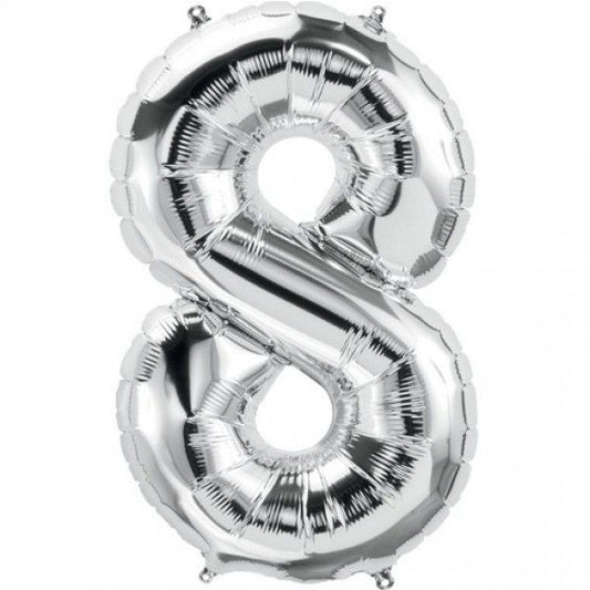 8 Number Balloon (Silver) (86cm)
