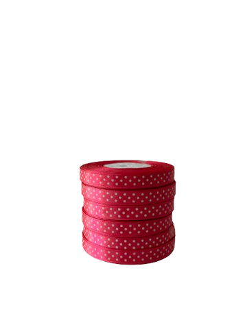 10mm x 20m Candy Pink Polka Dot Satin Ribbon