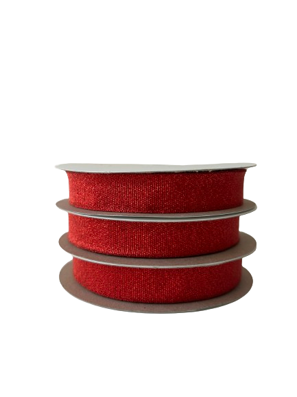 15mm x 20m Lurex Ribbon (Red)