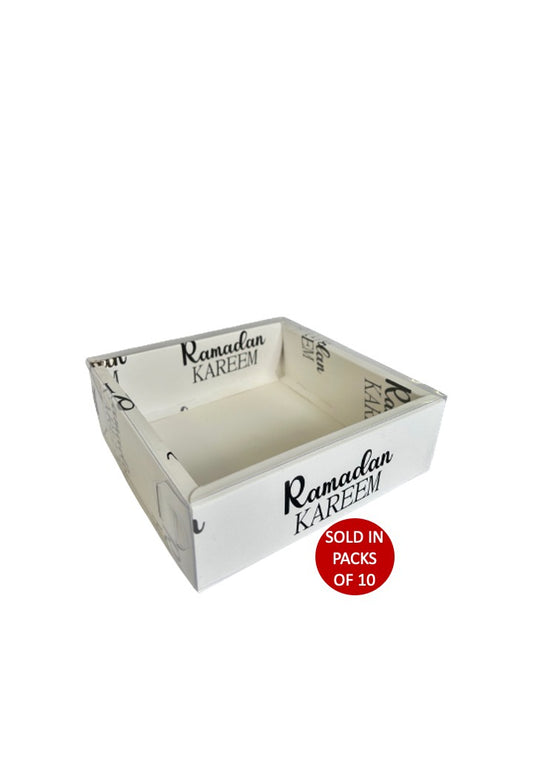 Square Cookie Box (White) 190x190x60mm Ramadan Kareem
