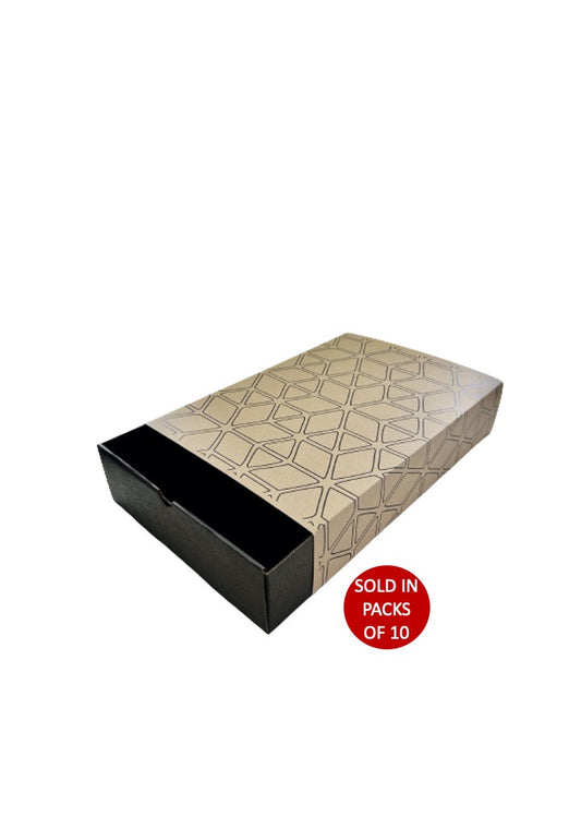Large Black Sliding Gift Box with Sleeve (Kraft) Geometric