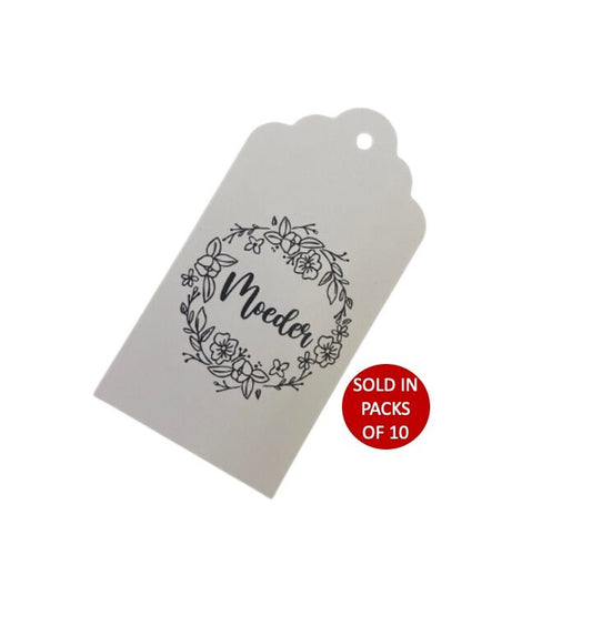 Moeder Wreath Tag (White)