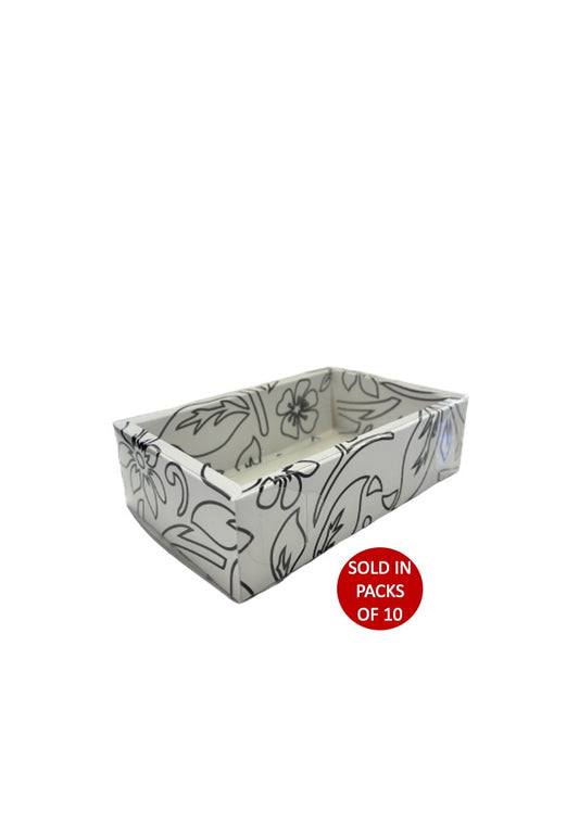 White Cookie Box (Flowers) (Pack of 10)