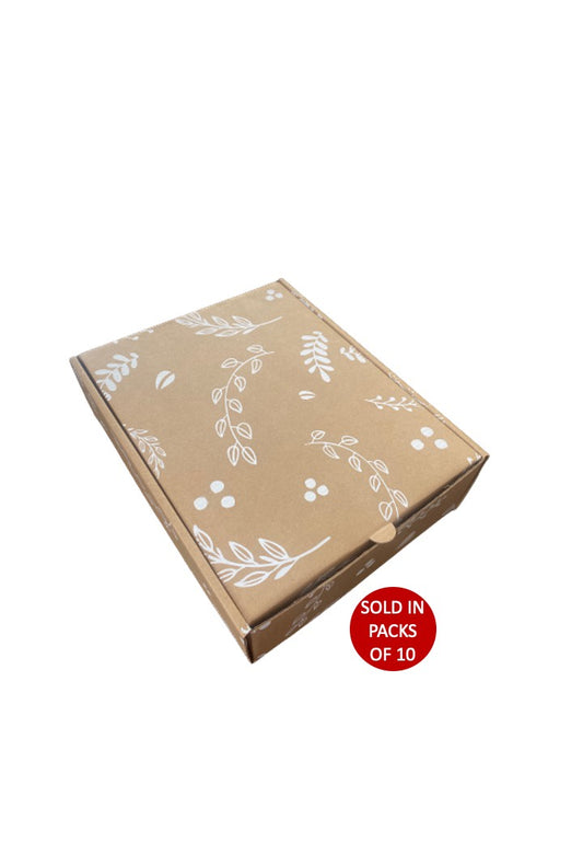 Large Kraft Shipper Box (252x226x84mm) Botanical (Pack of 10)