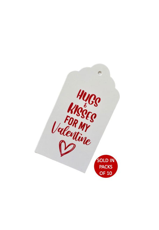 Hugs & Kisses Tag (Red on White)