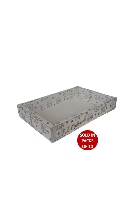Rectangle Chocolate Box (White) 139x217x30mm (Gold Eid Mubarak)