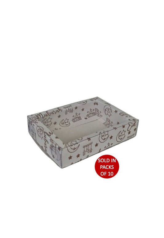 XS Chocolate Box (White) 140x100x30mm (Gold Eid Mubarak)