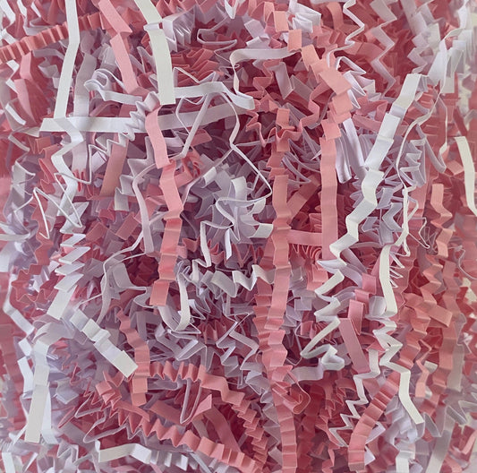 White & Pink Crinkle Shredded Paper (100g)