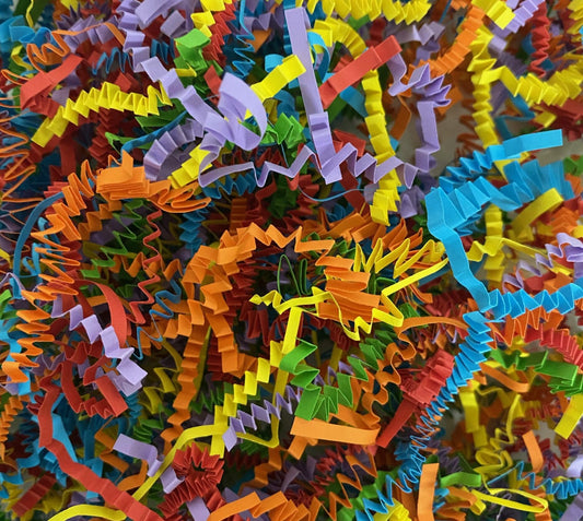 Rainbow crinkle shredded paper box filler 100 gram packet