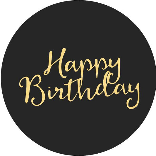 Happy Birthday (Black) Sticker (Pack of 15)