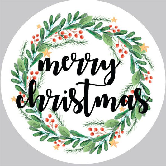 Merry Christmas (Wreath) Sticker (Pack of 15)