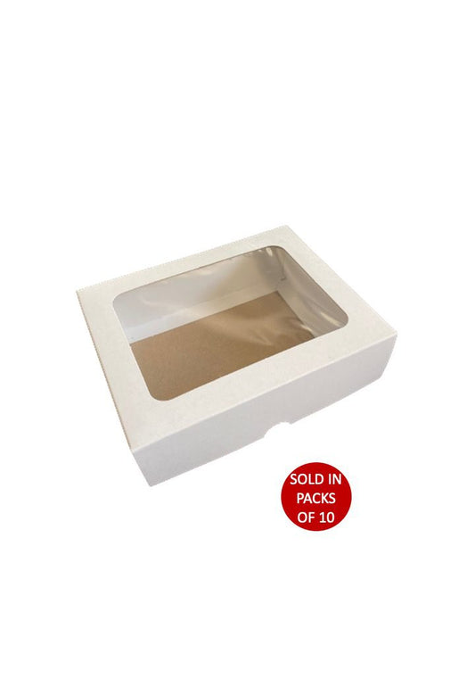 White Biscuit Box with Window 175x135x50mm