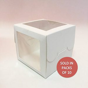 White Cupcake Box with Windows (Pack of 10)