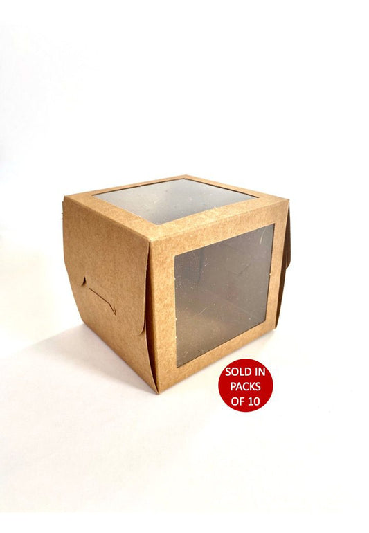 Kraft Cupcake Box with Windows (Pack of 10)
