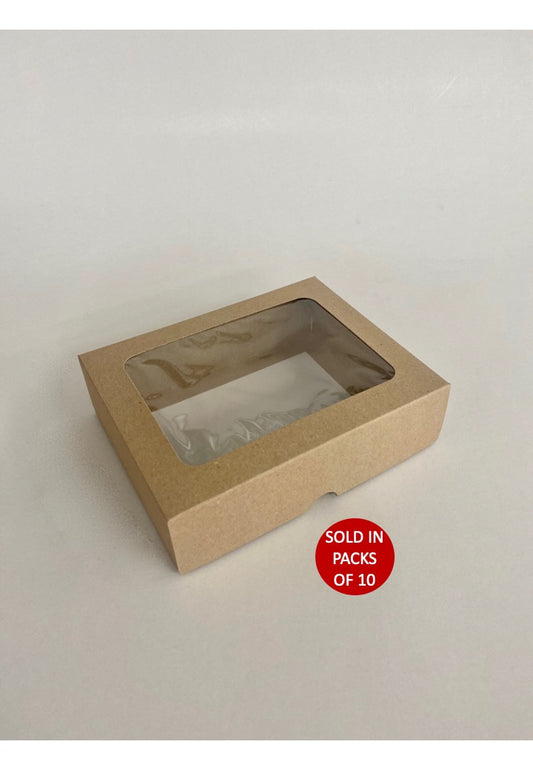 Kraft Biscuit Box with Window 175x135x50mm (Pack of 10)