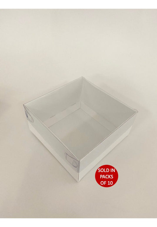 Square Box with PVC Lid (White) 125x125x60mm (Pack of 10)