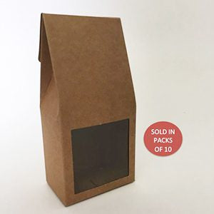 Kraft Coffee Box with Window 190x90x60mm (Pack of 10)