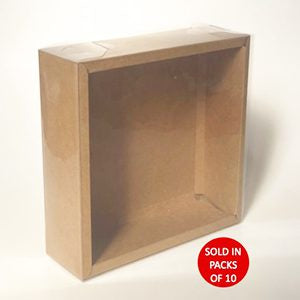 Square Cookie Box (Kraft) 190x190x60mm (Pack of 10)