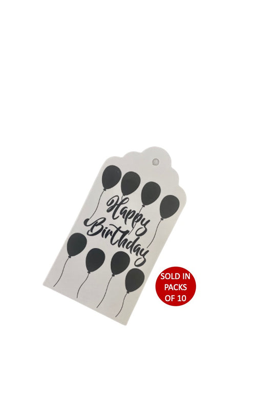 Happy Birthday Balloons Tag (White)