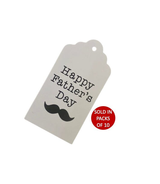 Happy Father's Day Moustache Tag (White)