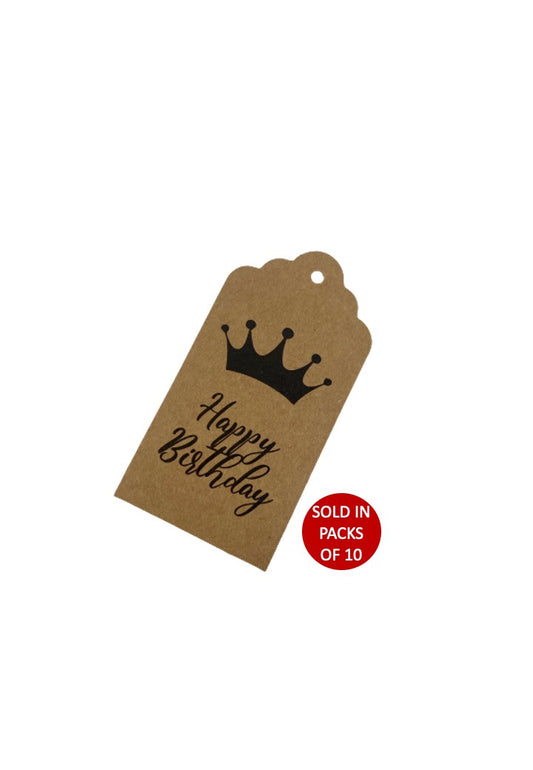 Birthday Gift Tag (Crown) (Kraft)