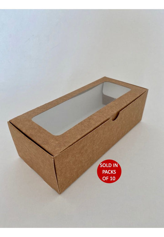 Donut Window Box (Kraft) 220x96x70mm (Pack of 10)