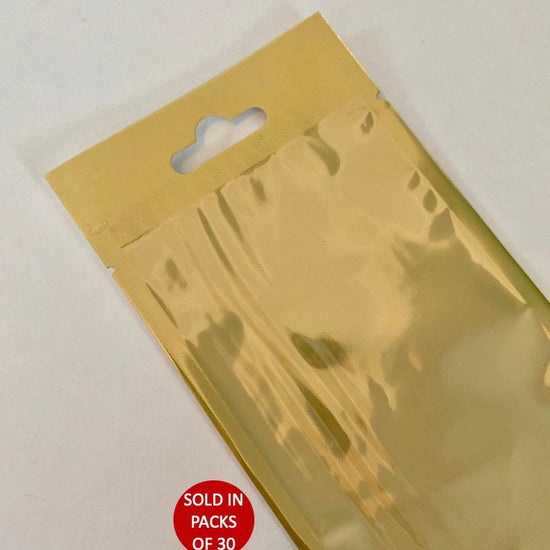 Gold pouch with clear font 100x200mm