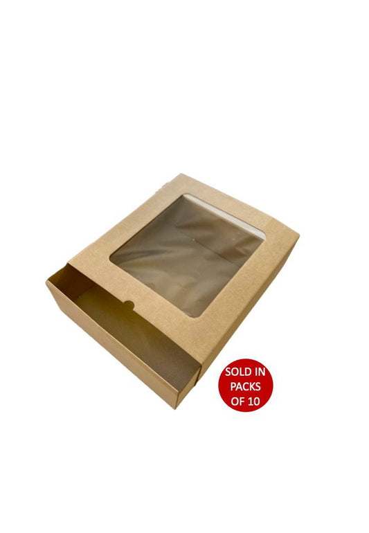Corrugated Kraft Sliding Gift Box with Window 344x305x110mm