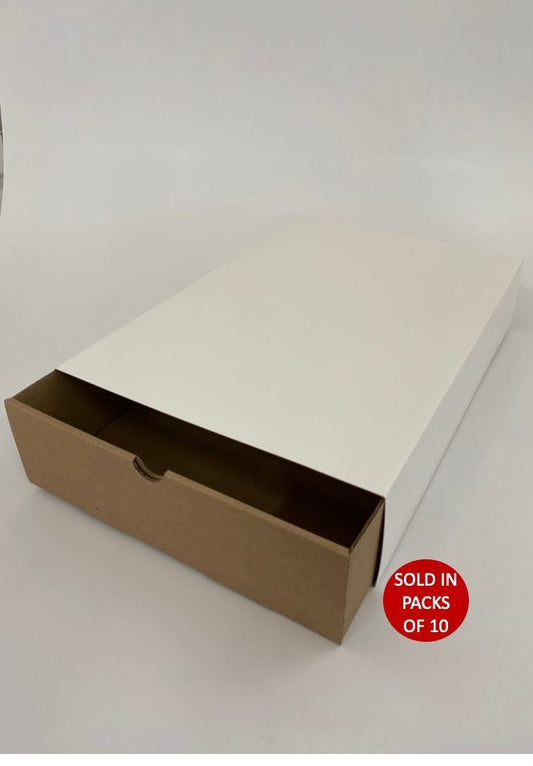 Large Kraft Sliding Gift Box with Sleeve (White)