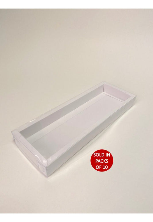 Long Rectangle Chocolate Box (White) 110x305x30mm (Pack of 10)