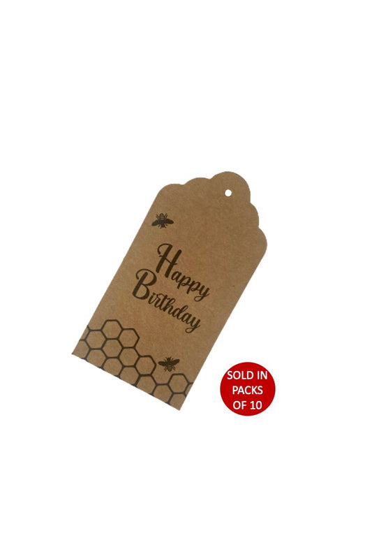 Happy birthday bees tag kraft