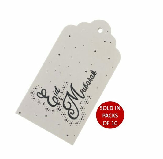 Eid Mubarak Stars Tag (White)