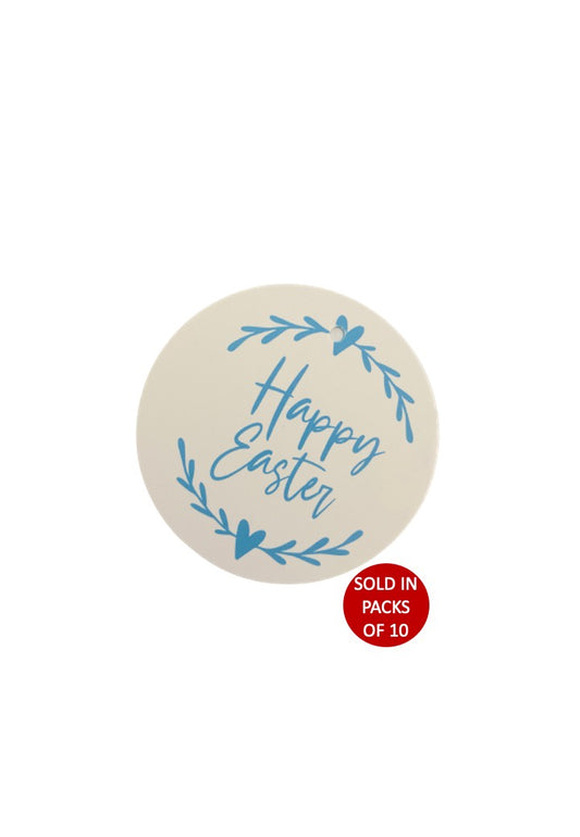 Happy Easter Tag Heart (Blue on White)