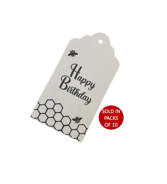 Happy Birthday Bees Tag (White)