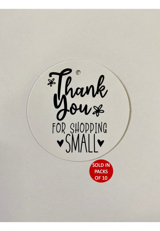Thank You For Shopping Small Round Tag (White)